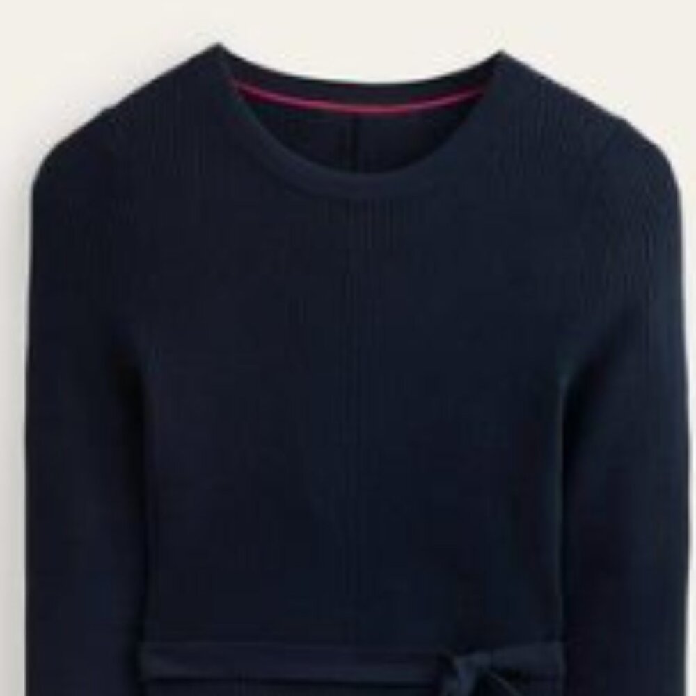 Boden Pleated Knit Dress Navy Size 16-18 Workwear Casual Elegant - Picture 4 of 11